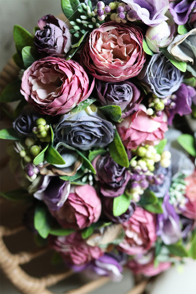 Grenata Arkadia, dekoracyjny fioletowo-różowy wianek