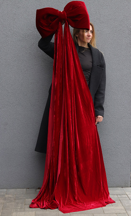 Royal Velvet Papillon, welurowa kokarda pluszowa, szkarłat