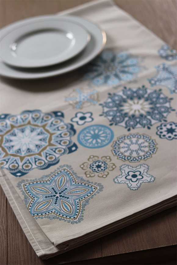 Portugal, bawełniany obrus ze wzorem, beżowy, wym.175x140cm