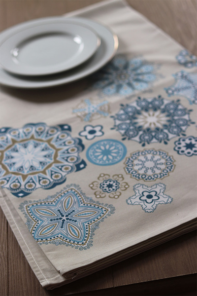 Portugal, bawełniany obrus ze wzorem, beżowy, wym.175x140cm