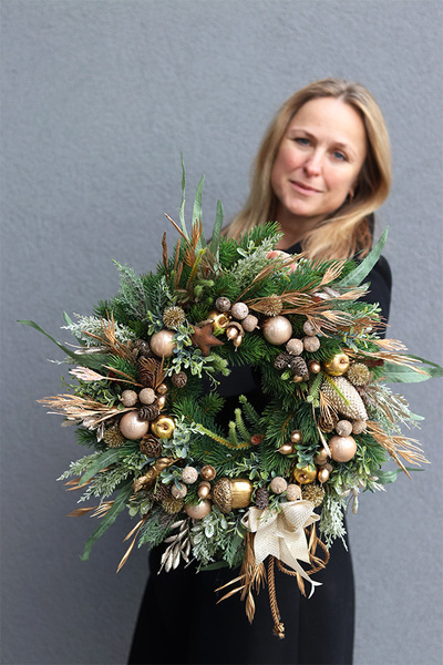 świąteczny wianek, Złota Kraina, śr.45cm