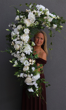 Malediwy White 3, stylowa girlanda ze sztucznych kwiatów, dł.150cm 