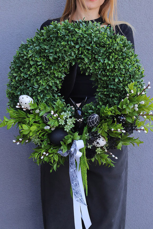 Black Bird Big, wianek wielkanocny z ptaszkiem