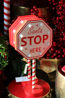 Santa Here, świąteczny znak drogowy LED dekoracja