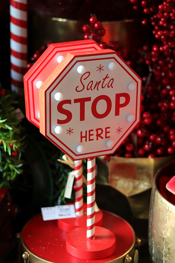 Santa Here, świąteczny znak drogowy LED dekoracja