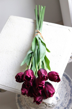 Bordo Spring, bukiet tulipanów satynowych, 12szt, dł.50cm