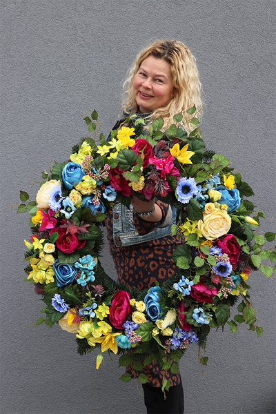 bardzo duży barwny wianek, Marika Summer, śr.60cm 