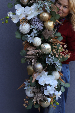 Golden Christmas De Lux, świąteczna girlanda na kominek, dł.160cm