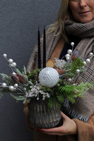 Hellina Bosco, świąteczny stroik w szklanym naczyniu