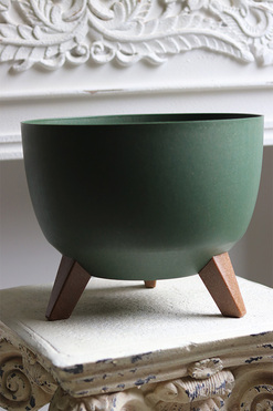 Roma Eco, osłonka doniczka na nóżkach, zielona, wym.23x29cm