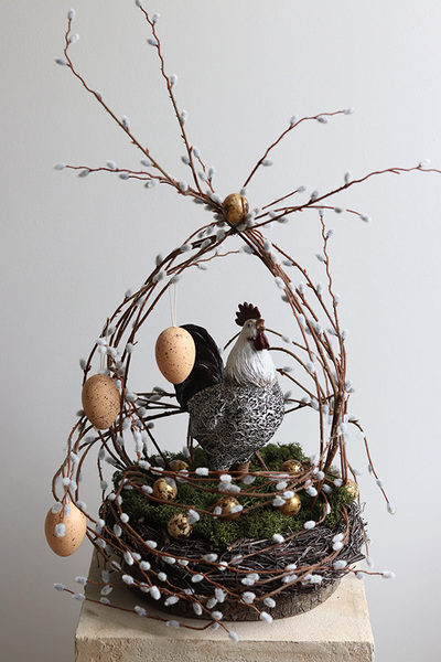 Gniazdo, stroik wielkanocny z kogutem, wys.60cm