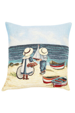 Dzieci na Plaży, poszewka gobelinowa dwustronna, 45x45cm