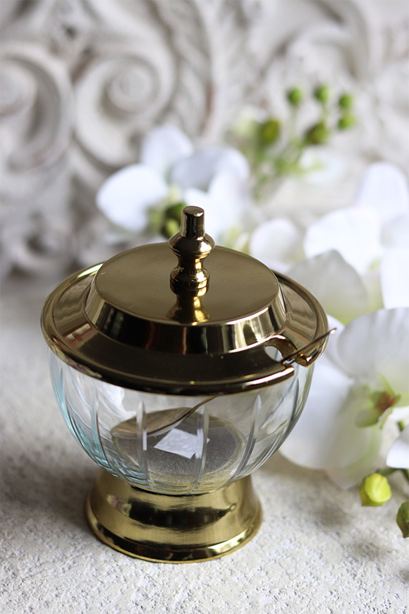 szklana cukiernica z pokrywką, duży, Lux Villa Gold Glamour