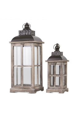 Bondy, drewniany lampion latarenka, kpl.2szt, wys.60/40cm