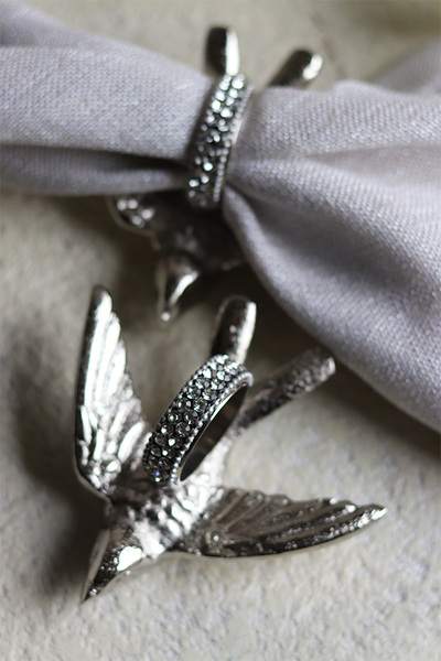 obrączki na serwetki, jaskółki, Lux Villa Silver Glamour