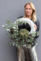 dekoracyjny jesienny wianek, Zielona Dynia, wym.50x60cm