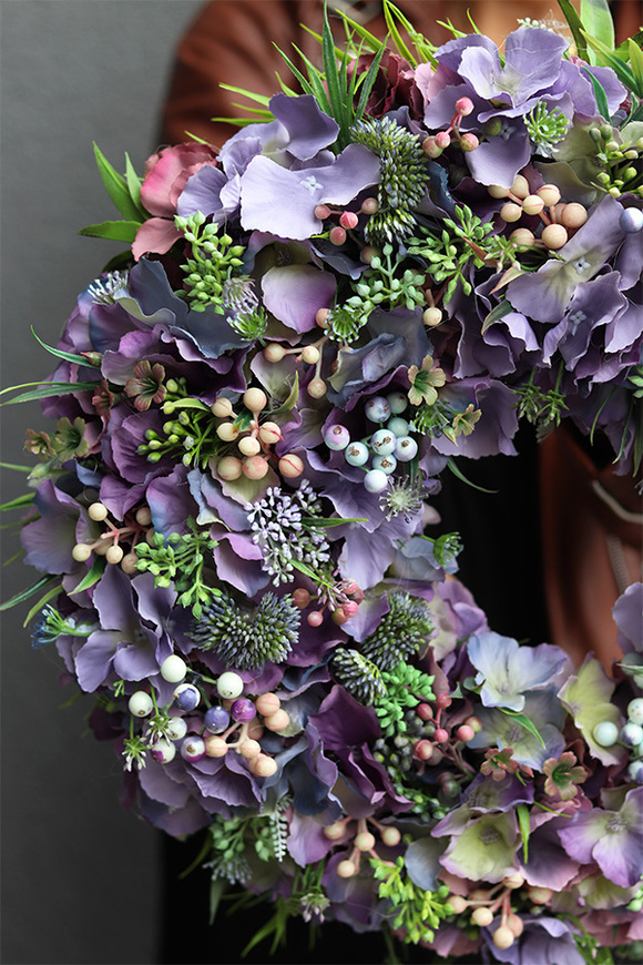 Hydrangea VIP Nemora, fioletowy wianek z hortensją