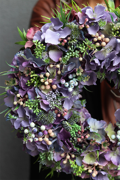 Hydrangea VIP Nemora, fioletowy wianek z hortensją