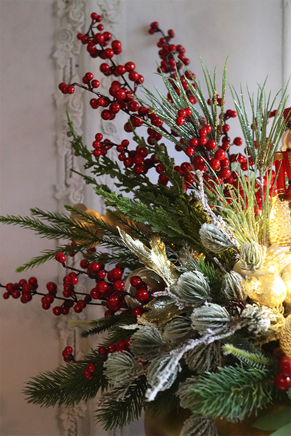 Golden Christmas Lux 2, świąteczny stroik LED z dziadkiem