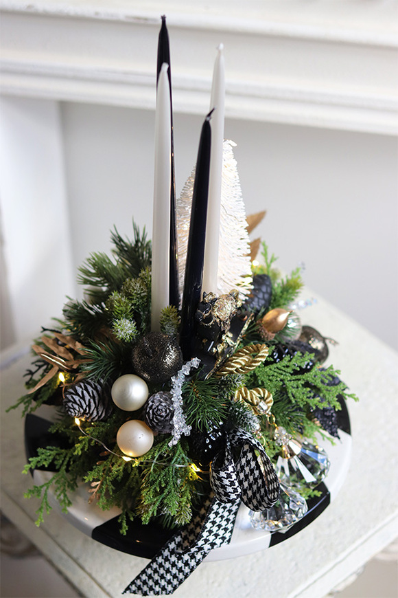 Lollypop Chrismas Black, adwentowy stroik LED na paterze