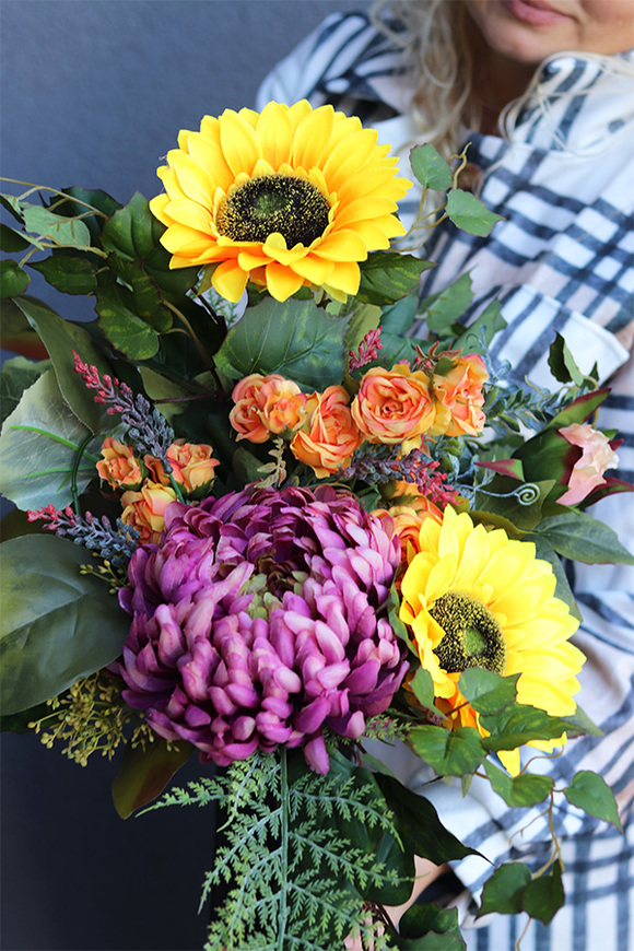 Jesienna Pogoda, bukiet nagrobny we wkładzie