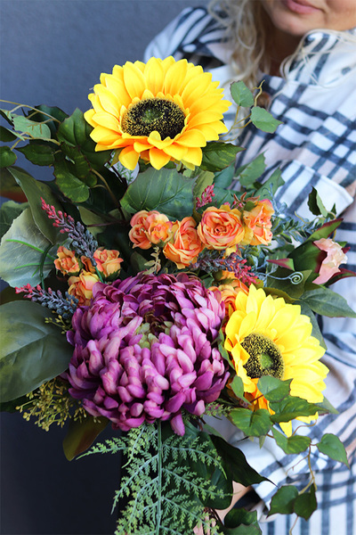 Jesienna Pogoda, bukiet nagrobny we wkładzie