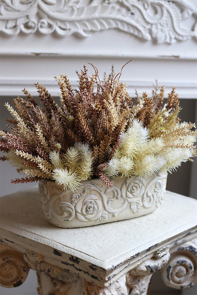 Wrzosy Beige 2, kompozycja kwiatowa w donicy