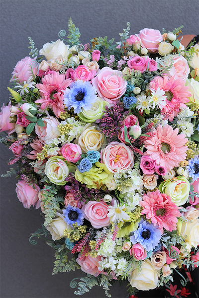 Serce Gefro, komplet dekoracji nagrobnych, wiązanka + bukiet