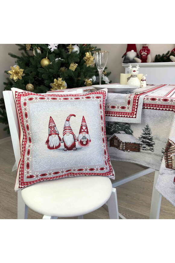Rizdviani Skrzaty C, gobelinowa świąteczna poszewka na poduszkę
