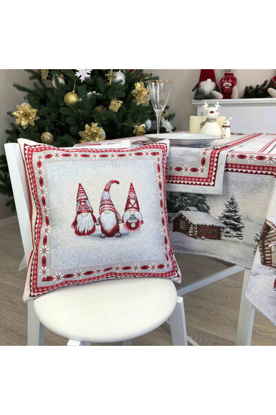 Rizdviani Skrzaty C, gobelinowa świąteczna poszewka na poduszkę