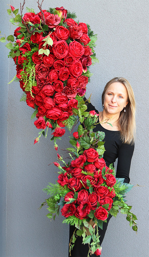 Redissa, komplet czerwonych dekoracji nagrobnych, wiązanka + bukiet 