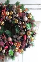 Bordo Pine, wianek świąteczny z sukulentem, śr.30cm