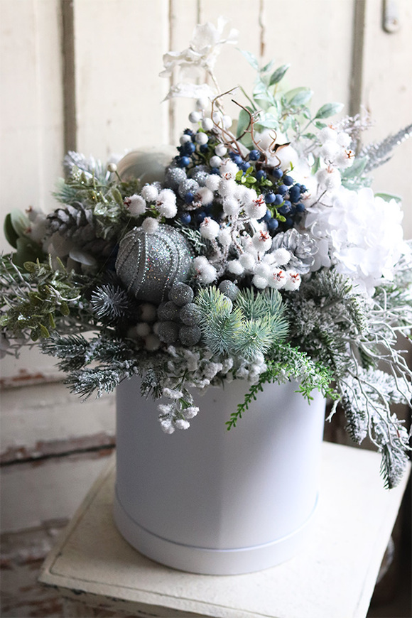 flowerbox świąteczny, White Snow, wym.56x50cm 