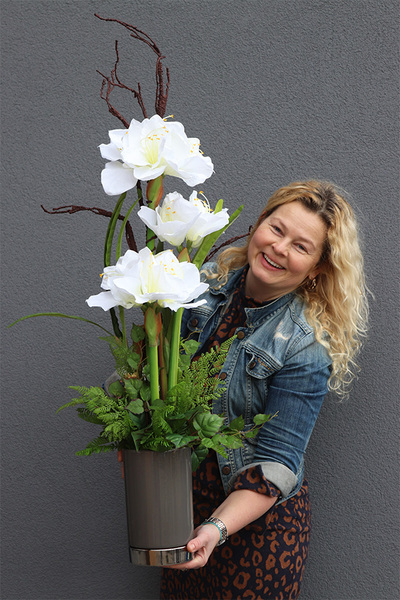 Amarylia Big, dekoracja kwiatowa z amarylisem, wys.110cm 