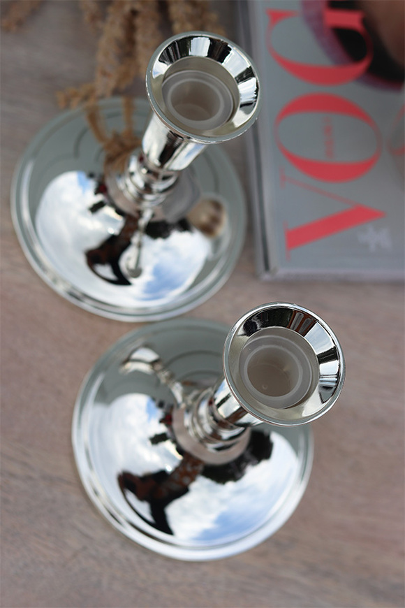 Jolleto, komplet 2 szt. posrebrzanych świeczników, wym.14cm