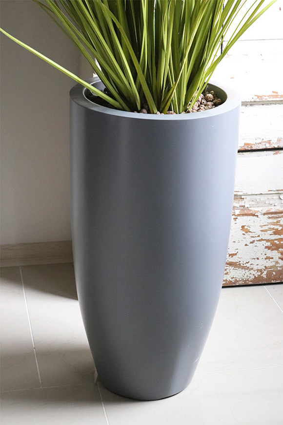 Fiberglass Grey Grandelio, sztuczna trawa w szarej donicy, wys.160cm