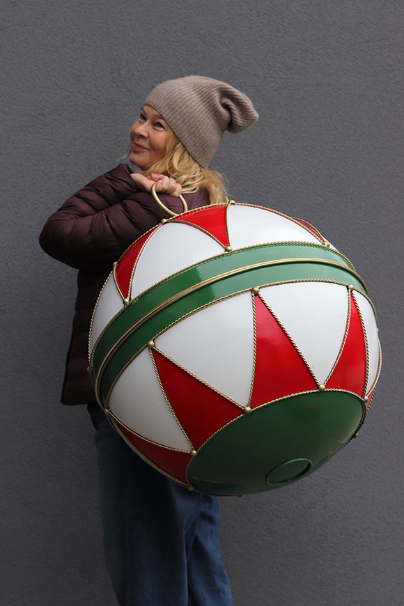 OD RĘKI XMAS Ball, figurka bombka metalowa duża dekoracja, śr.60cm