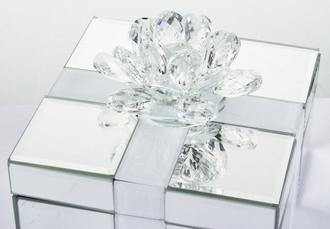 Crystallis Lotos, szklane puzderko / szkatułka na drobiazgi, wym.13x15.5x15.5cm