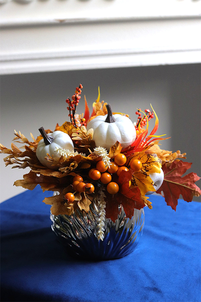 Jeżyk Autumn Glamour, jesienna kompozycja z dyniami