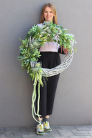 Green Leaves asymetryczny zielony wianek