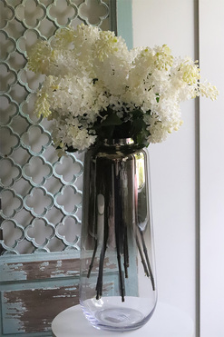 OD RĘKI Bzy Luxury Silver, bukiet kwiatów w wazonie, białe, wys.80cm