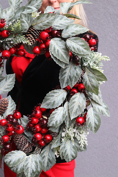 Scandi Winter, świąteczny wianek na drzwi