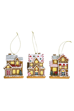 OD RĘKI Gingerbread A, domek zawieszka świąteczna, kpl.3szt