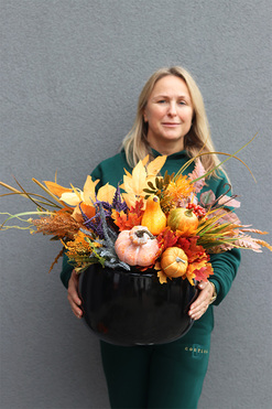 Autumn Decors Walter, jesienna kompozycja nagrobna w donicy fiberglass, wym.59x69cm