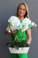 sztuczny storczyk w białej donicy Nemira