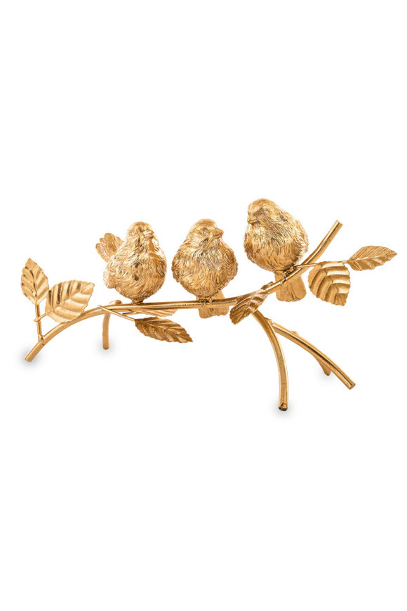 Sparrows, złota figurka ptaszki na gałęzi