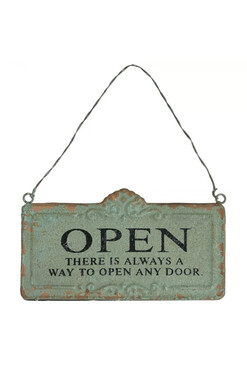 OD RĘKI Open-Closed, tabliczka zawieszka dwustronna z napisem vintage, wym.22x20x1cm