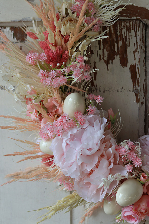 Morelia Easter Subtelle, wielkanocny wianek na obręczy, śr.58cm