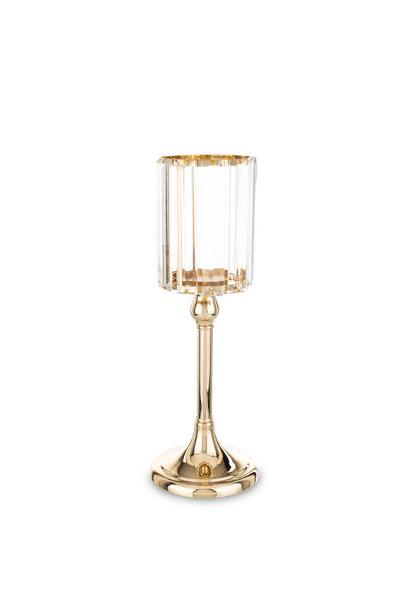 GoldDesign A, złoty szklany świecznik, wym.32x11x11cm
