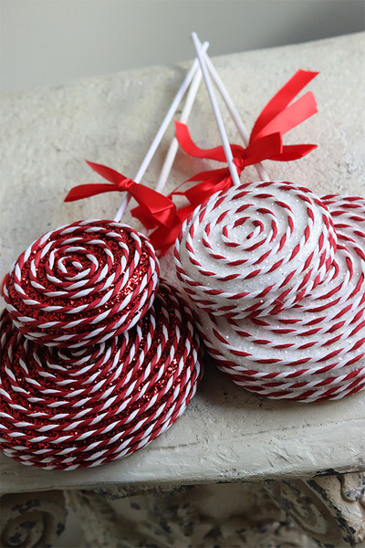 Lollypop Candy, lizak świąteczny na patyku ozdoba, czerwony